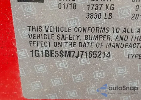 2018 Chevrolet Cruze Lt Auto from USA, damaged, VIN 1G1BE5SM7J7165214